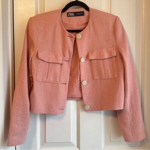 Zara Blush Pink Cropped Blazer